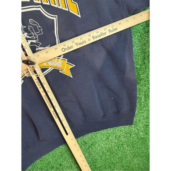 XL - Vintage 1990s Notre Dame University Irish Navy Yellow Sweatshirt Crewneck - Picture 8 of 10